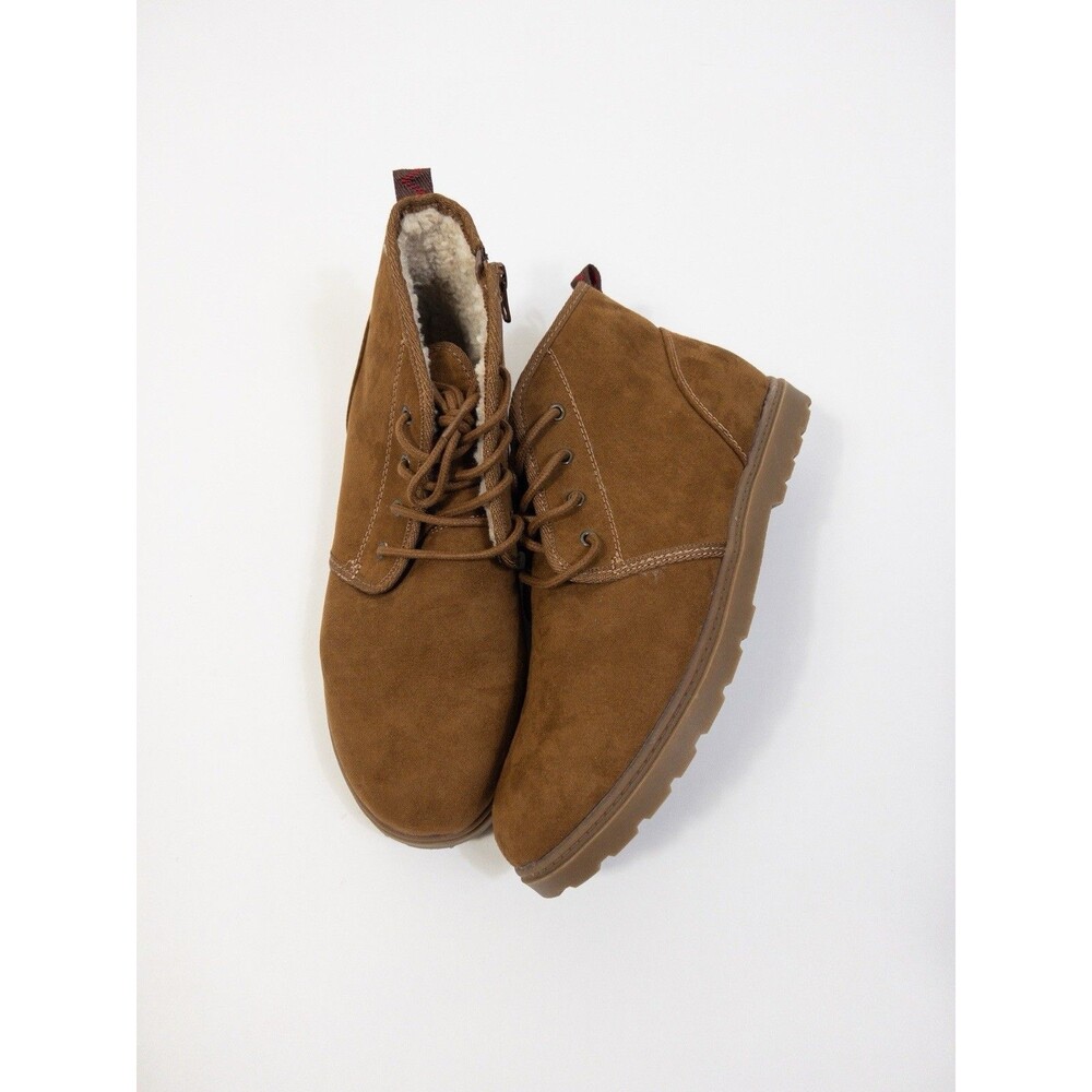 Cat & Jack Boys Size 6 Brown Chukka Shoes With Faux Fur Lining!